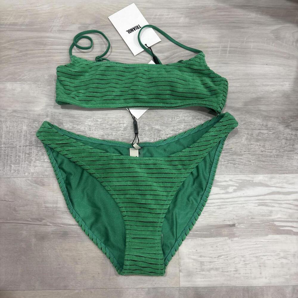 MICA - HUBE Green Terry Towelling Crop Bikini Set (Normal Coverage)
